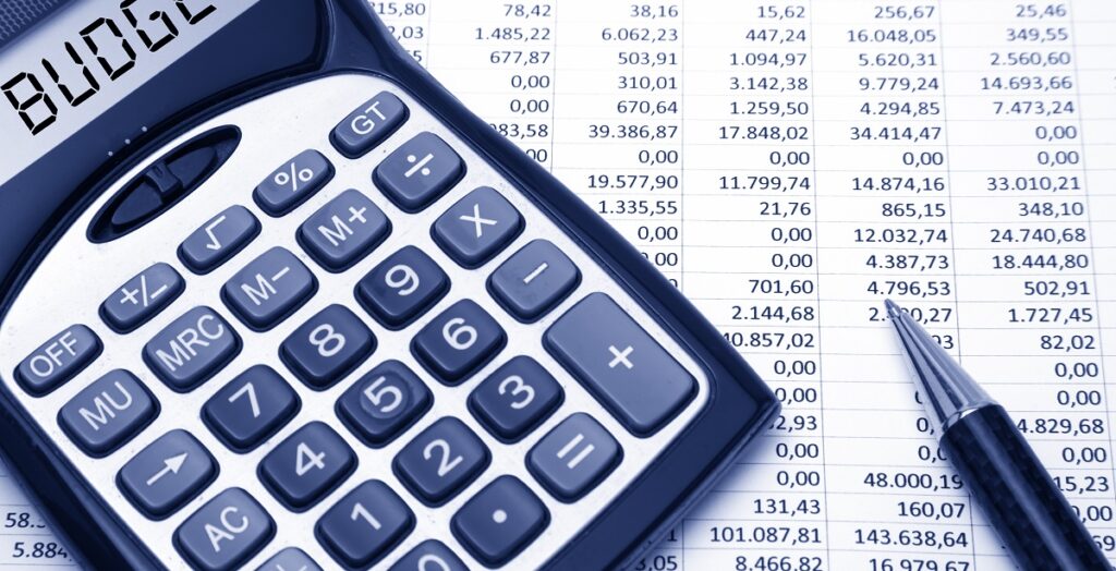 budget written on a calculator